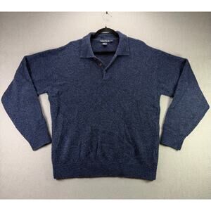 Nautica Men’s Blue Knit Polo Sweater Long Sleeve Pullover Collared Size L/G